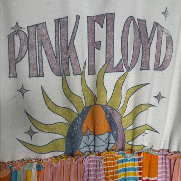 Pink Floyd Graphic Upcycled Long Sleeve Hippie Patchwork Maxi Dress Small - Picture 8 of 14